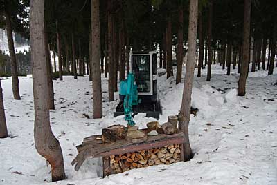 行者ニンニク畑をユンボで除雪することにしました。