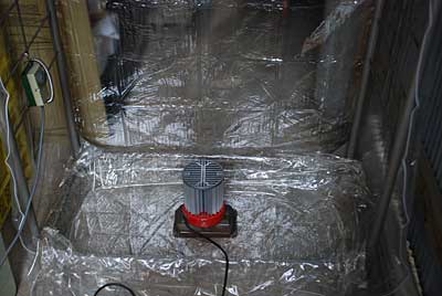 サーモスタット付の電気ヒーターで温度を３３℃で管理します。