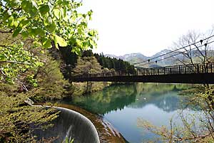 大源太湖の堰堤と吊り橋