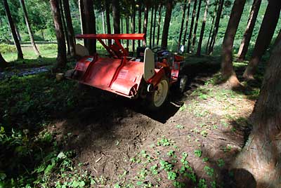 行者ニンニク定植用の畑をトラクターで耕耘しました。